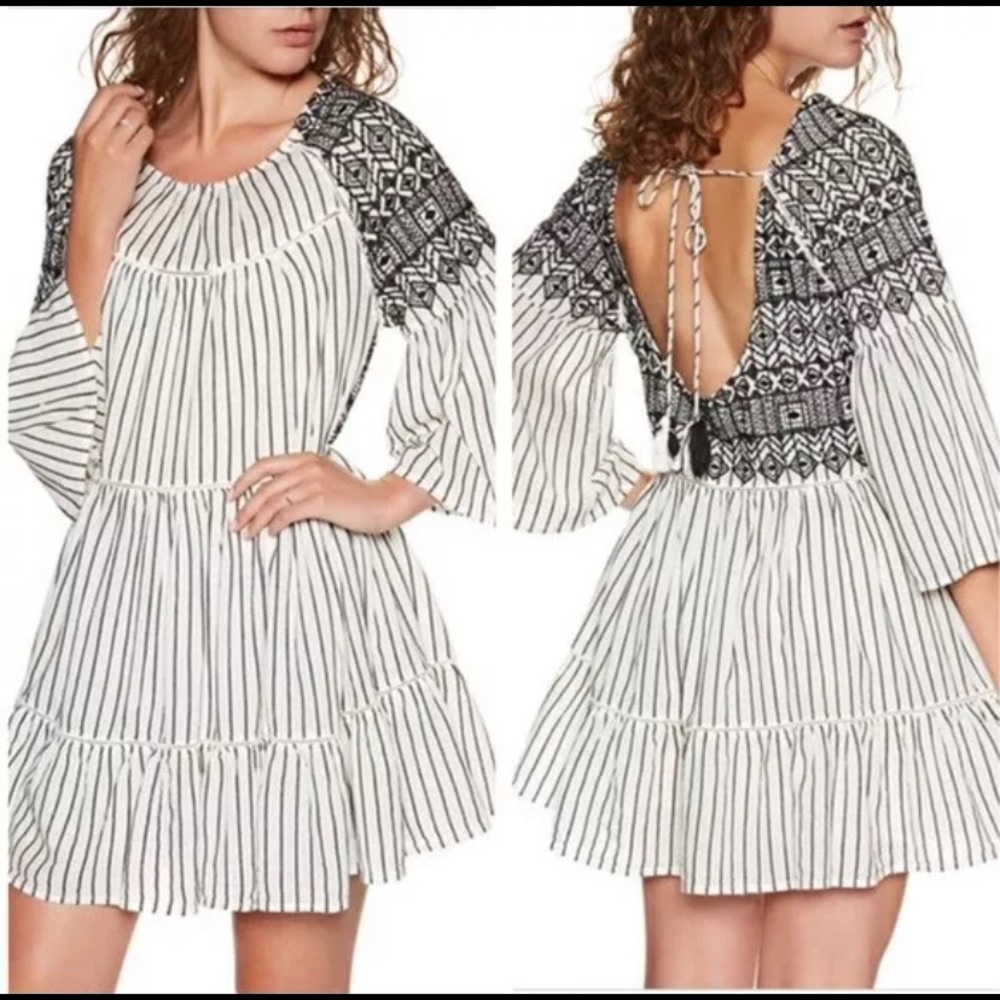 Free People Lola Embroidered Mini Boho Dress